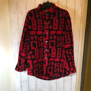 Women’s Barn Fly Ranch Collection Red & BlackPattern Button Up Jacket